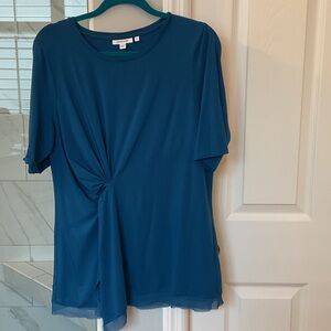 Chico's Deep Teal Twist-Front Short Sleeve Top